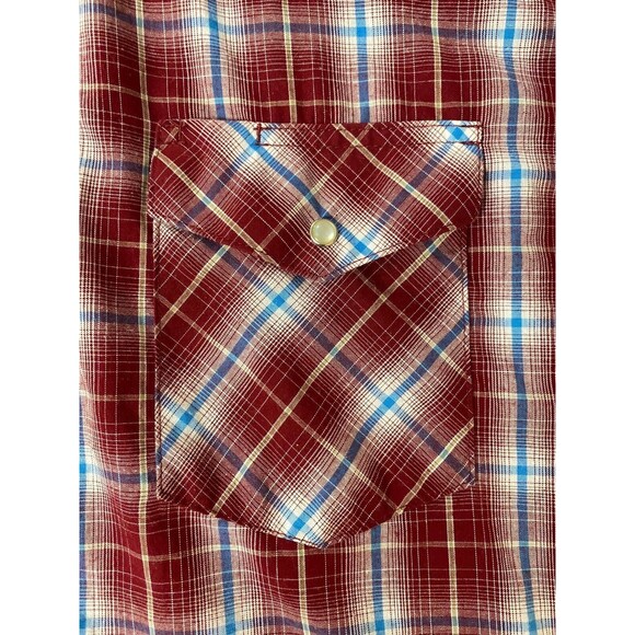 Wrangler Western Red Plaid Pearl Snap Cowboy Shirt Short Sleeve Mens Size 2XL - Picture 12 of 12